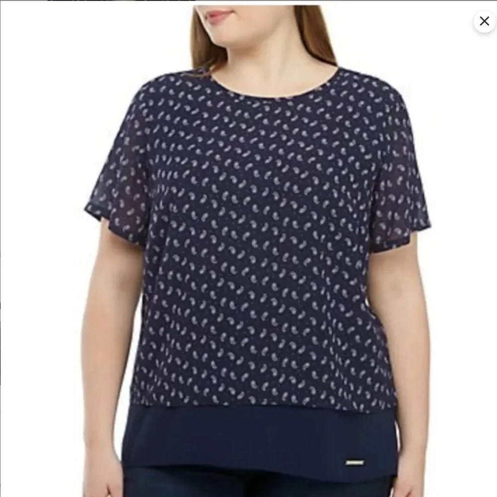 ❤️❤️ MICHAEL KORS Navy Print Slit Back Shirt❤️❤️size XS